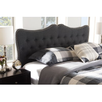 Baxton Studio BBT6694-Dark Grey-Queen HB-H1217-20 Emma Modern and Contemporary Dark Grey Fabric Queen Size Headboard